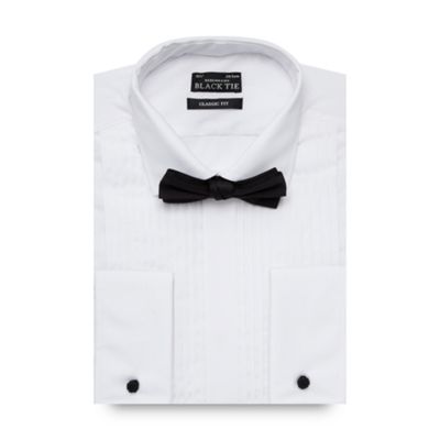 Black Tie White pleated regular fit shirt and bow tie